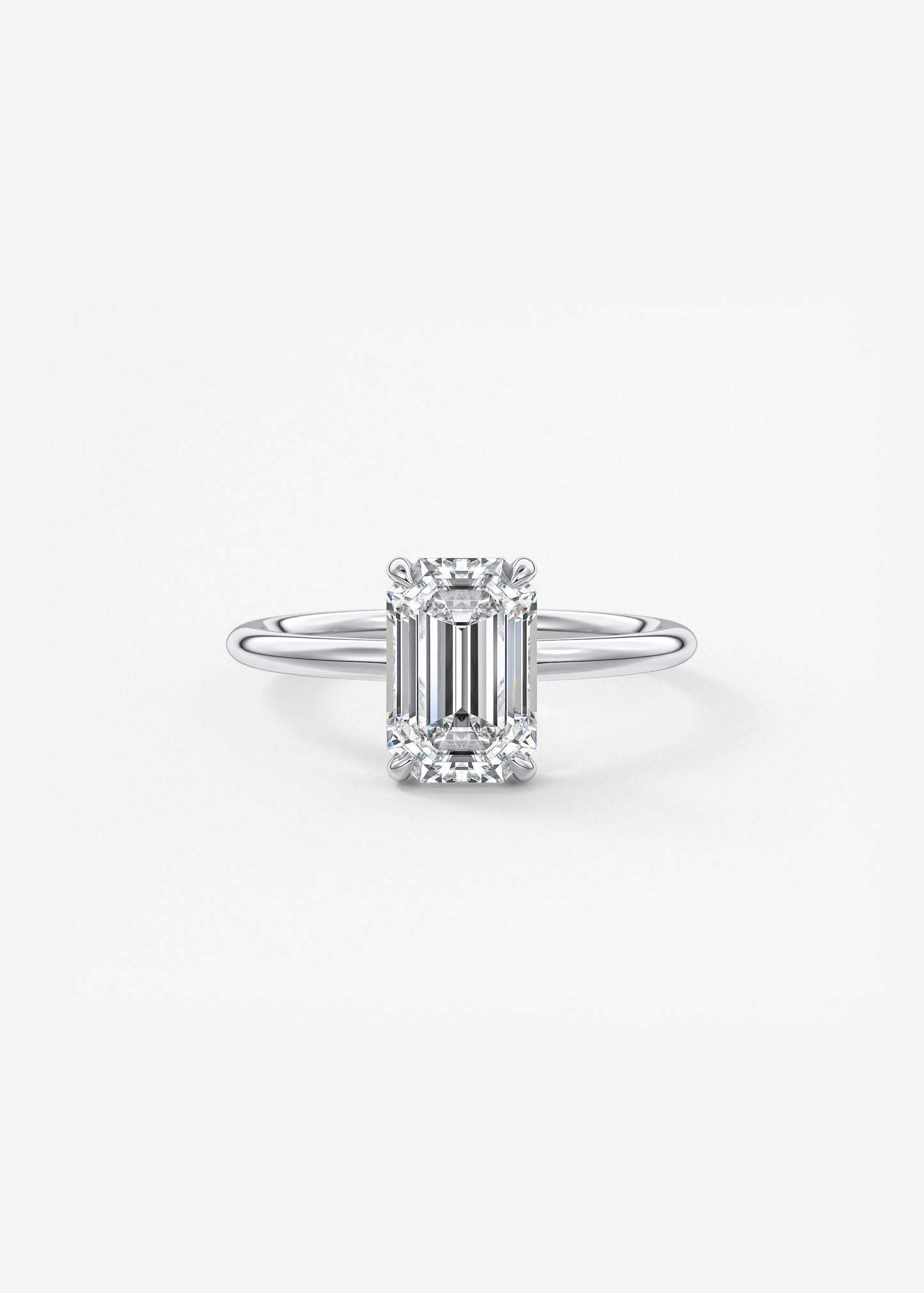 Emerald Hidden Halo Lab Grown Diamond Engagement Ring