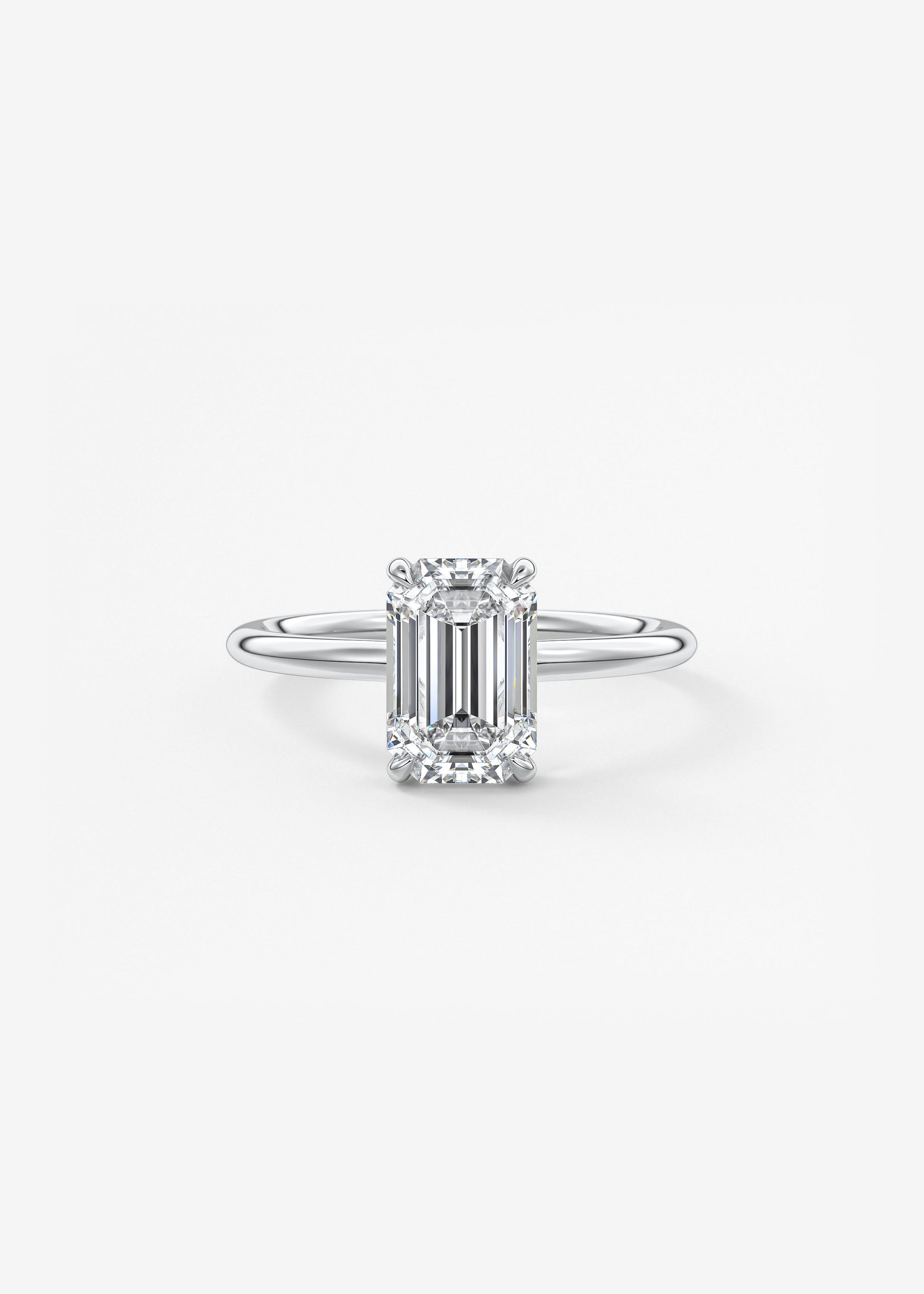 Emerald Hidden Halo Lab Grown Diamond Engagement Ring