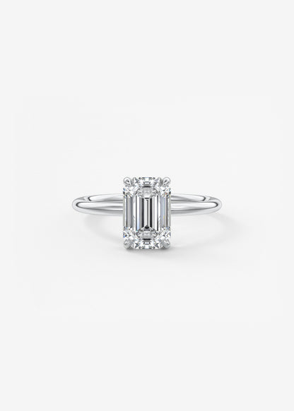 Emerald Hidden Halo Lab Grown Diamond Engagement Ring