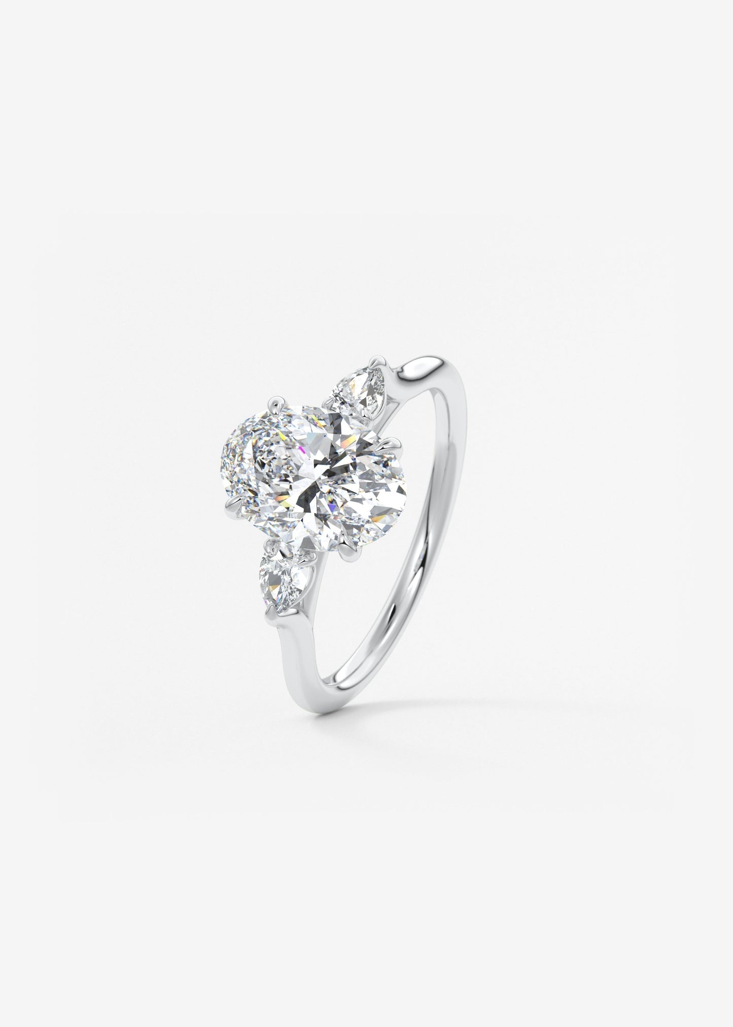 Oval Three Stone Lab Grown Diamond Engagement Ring