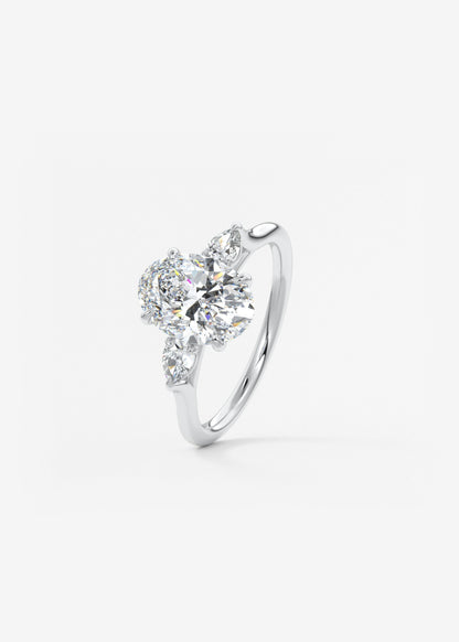 Oval Three Stone Lab Grown Diamond Engagement Ring
