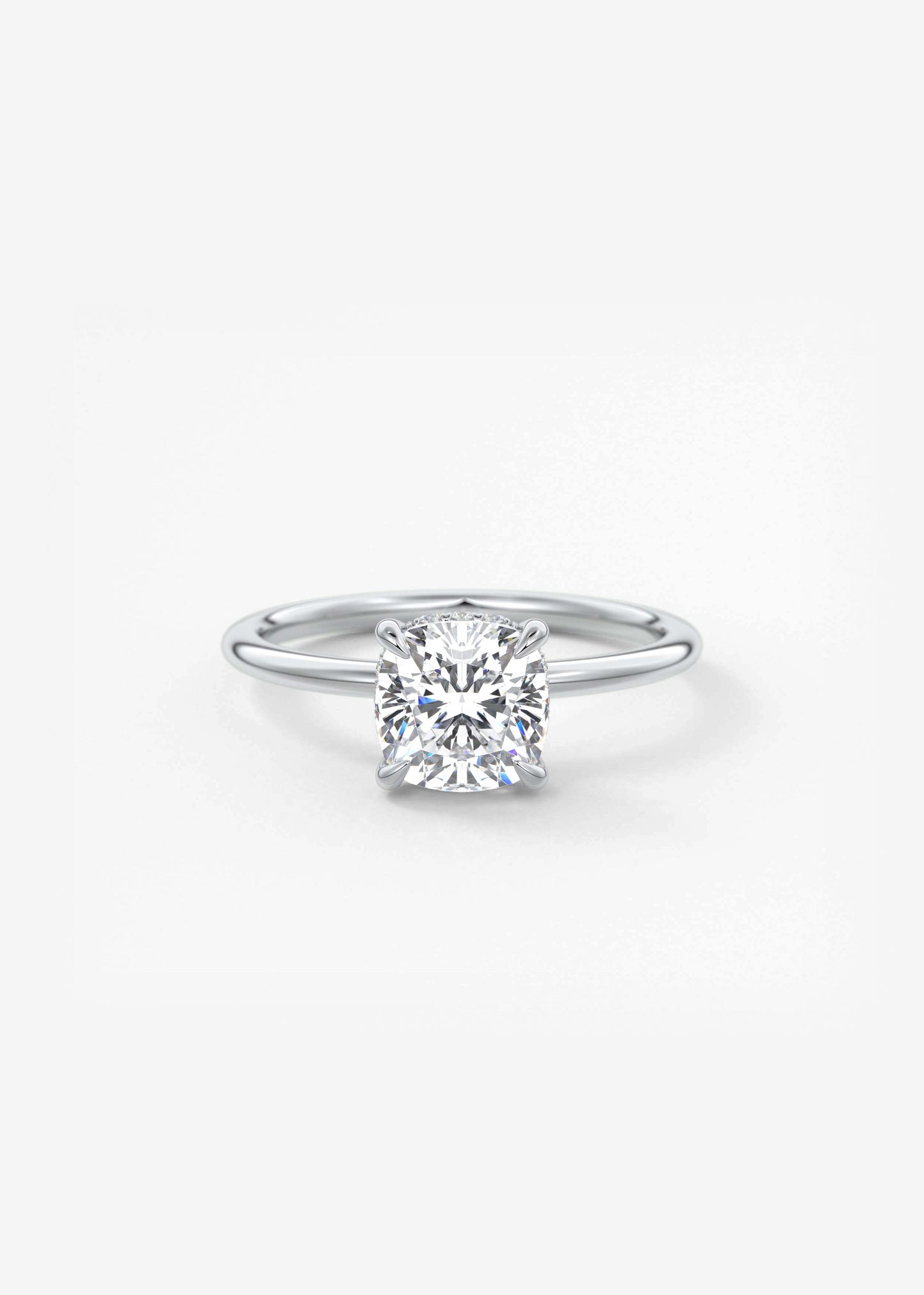 Cushion Hidden Halo Lab Grown Diamond Engagement Ring