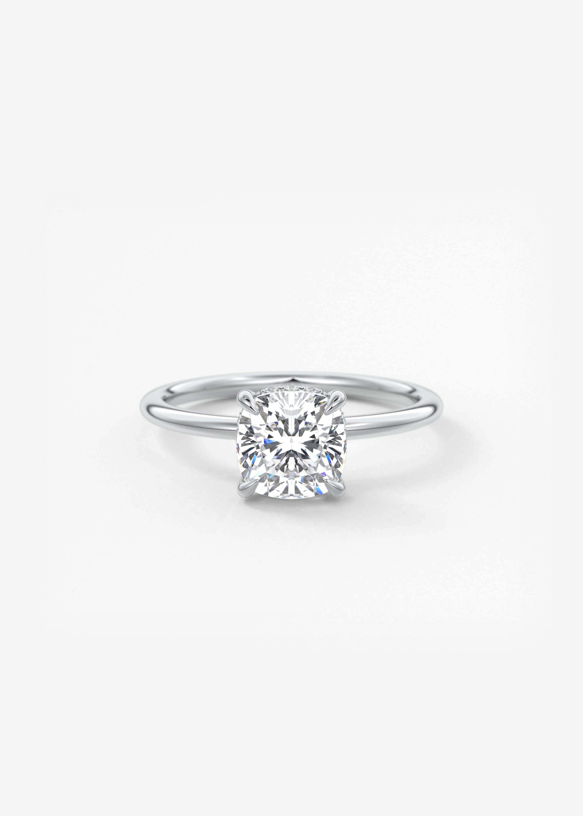 Cushion Hidden Halo Lab Grown Diamond Engagement Ring