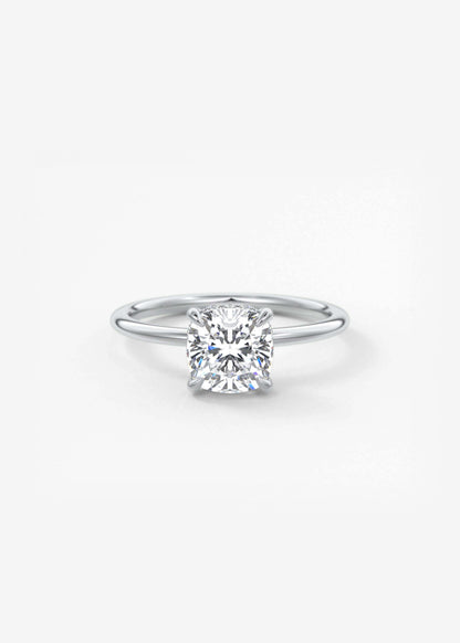 Cushion Hidden Halo Lab Grown Diamond Engagement Ring