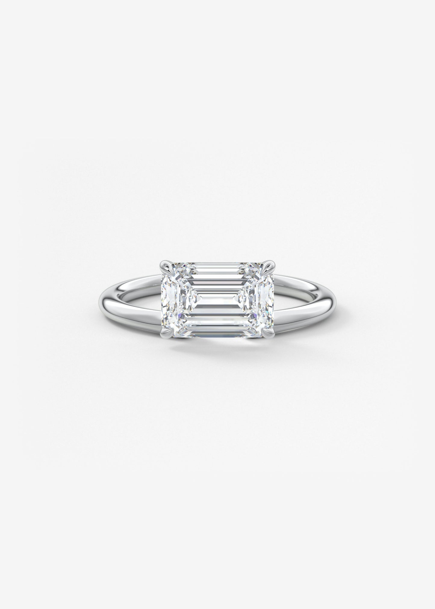 Emerald Solitaire Lab Grown Diamond Engagement Ring