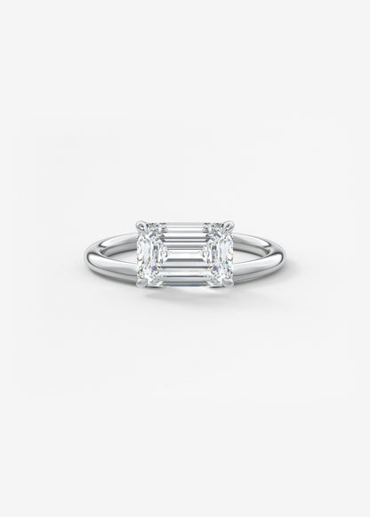 Emerald Solitaire Lab Grown Diamond Engagement Ring