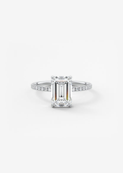 Emerald Pave Lab Grown Diamond Engagement Ring