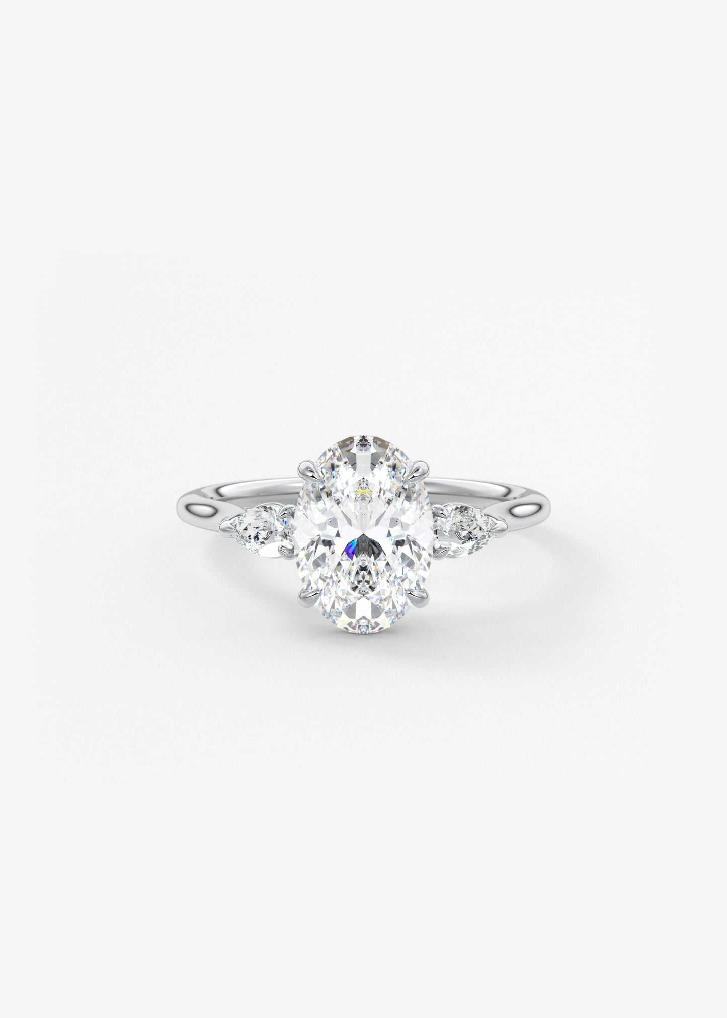 Oval Three Stone Lab Grown Diamond Engagement Ring
