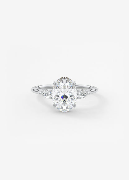 Oval Three Stone Lab Grown Diamond Engagement Ring