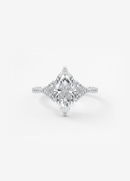Marquise Cluster Lab Grown Diamond Engagement Ring