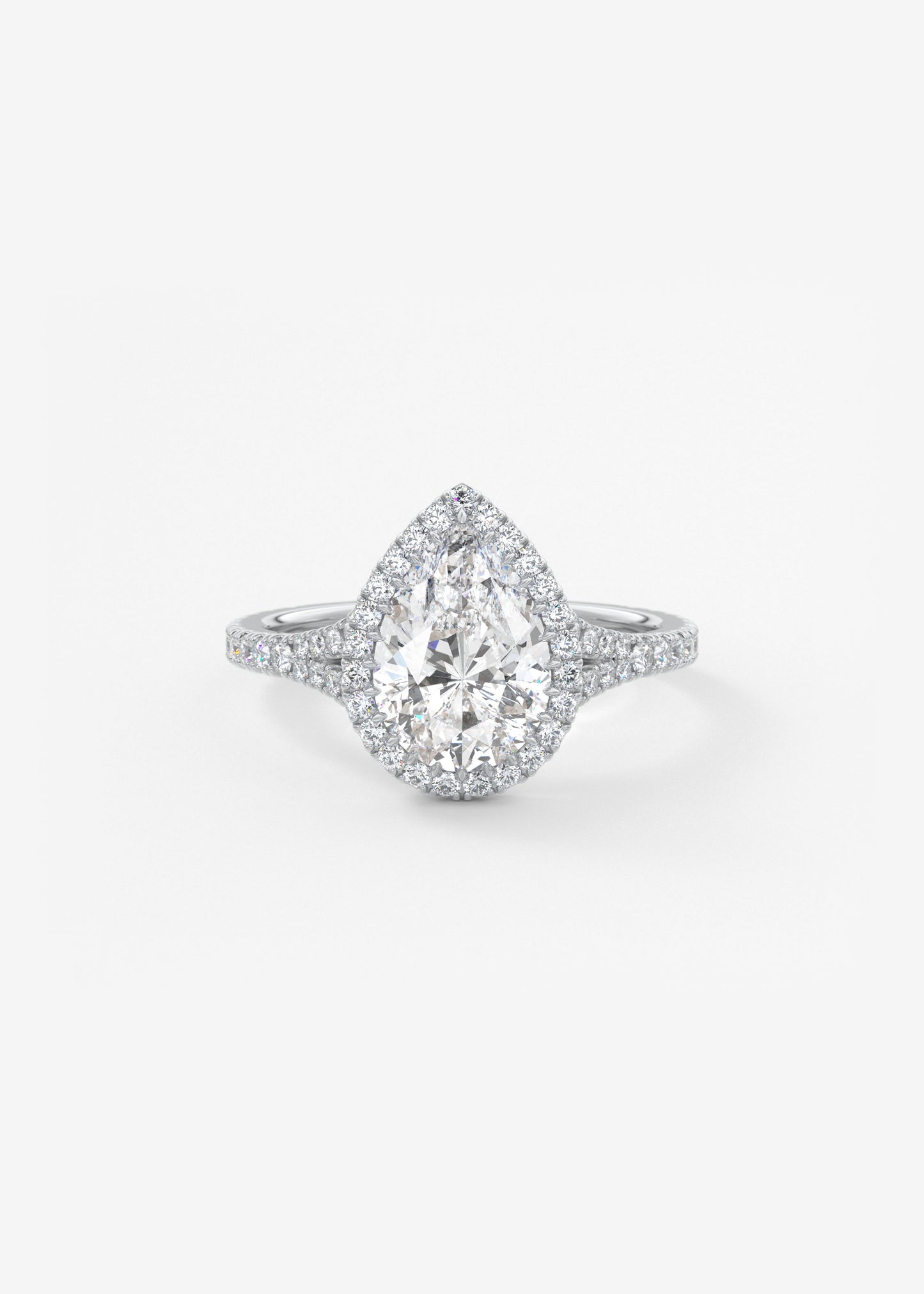 Pear Halo & Pave , Split Shank Lab Grown Diamond Engagement Ring