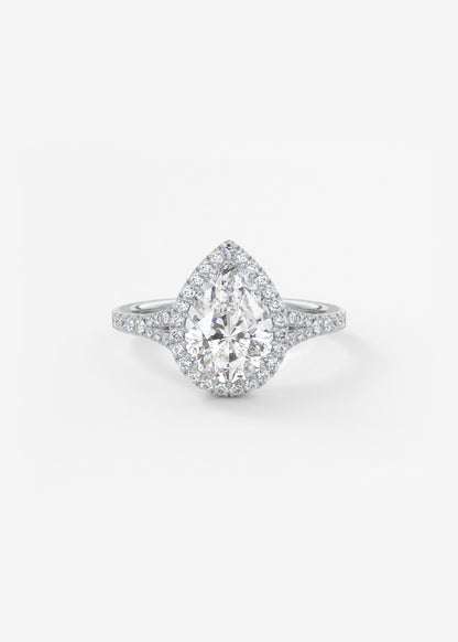 Pear Halo & Pave , Split Shank Lab Grown Diamond Engagement Ring