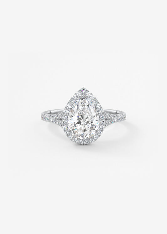 Pear Halo & Pave , Split Shank Lab Grown Diamond Engagement Ring