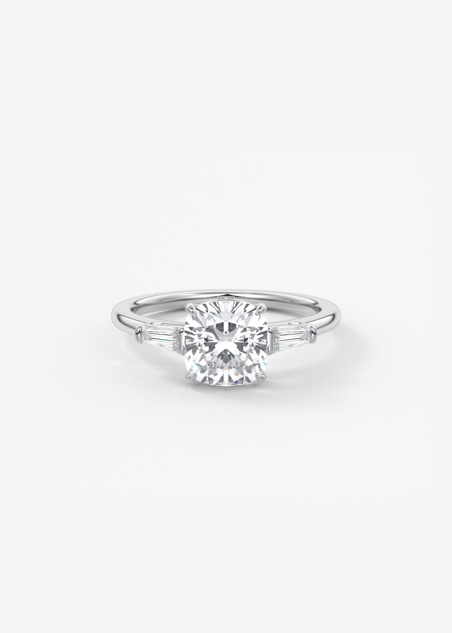 Cushion Three Stone Lab Grown Diamond Engagement Ring