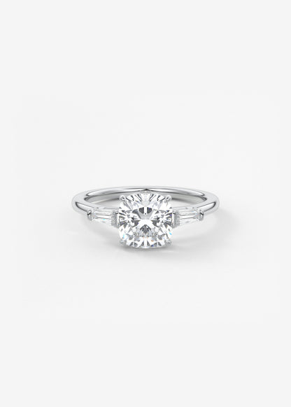 Cushion Three Stone Lab Grown Diamond Engagement Ring