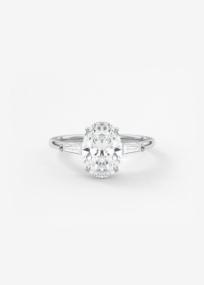 Oval Three Stone Lab Grown Diamond Engagement Ring