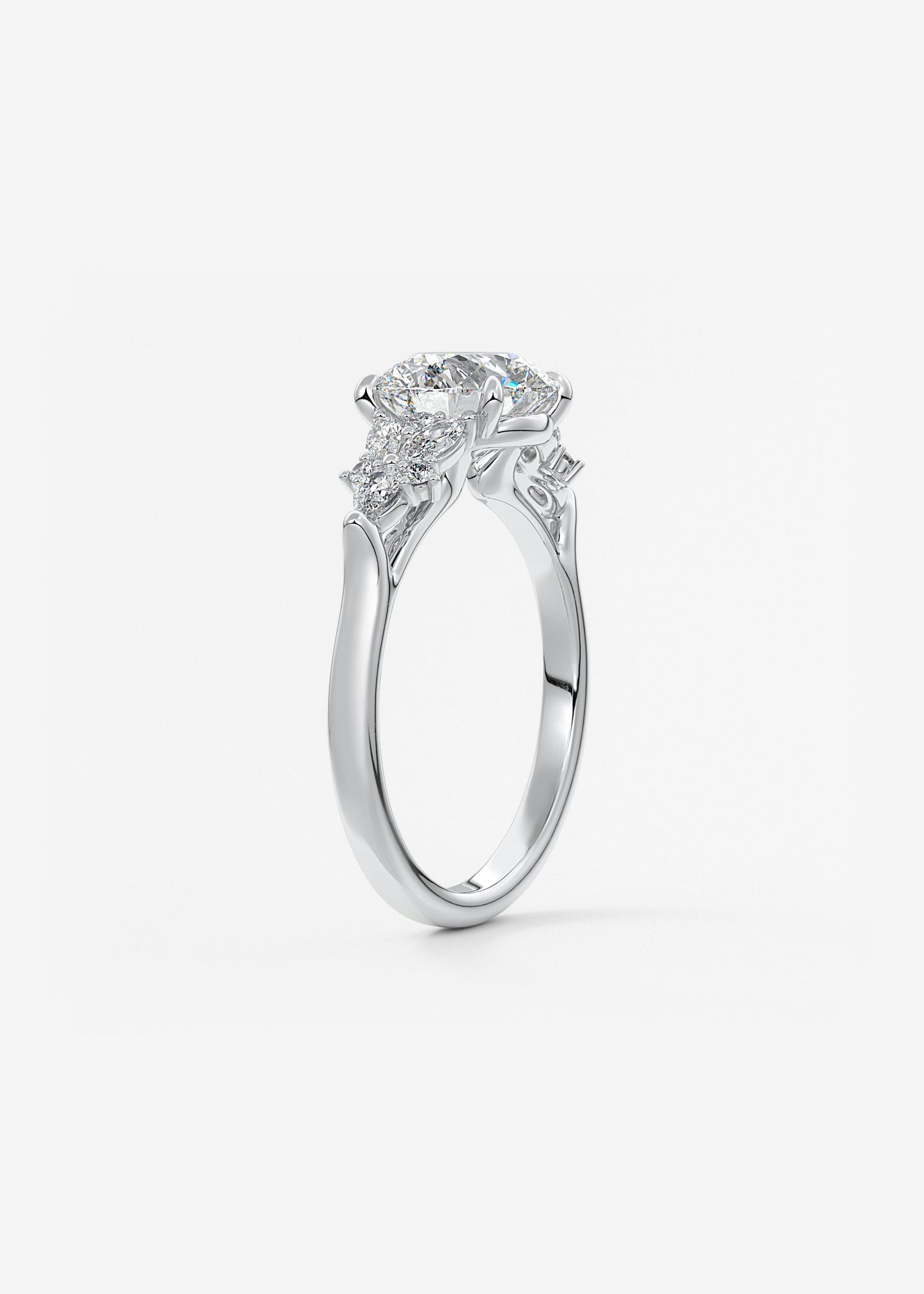 Round Cluster Lab Grown Diamond Engagement Ring