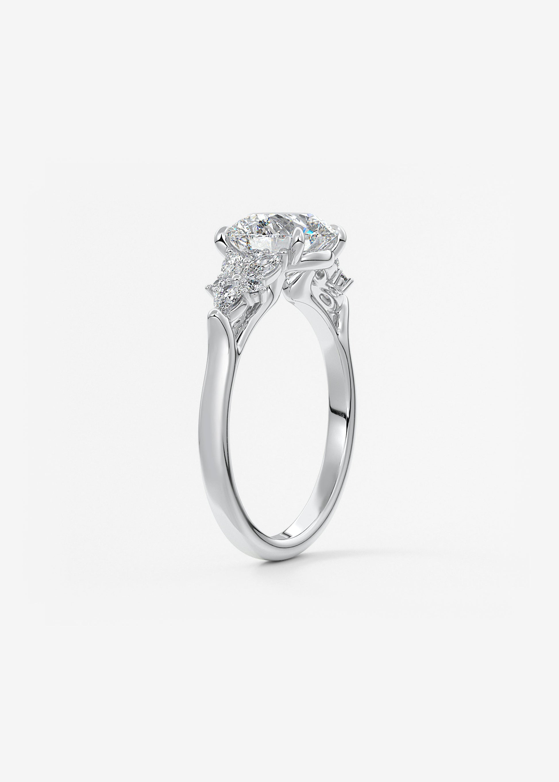 Round Cluster Lab Grown Diamond Engagement Ring