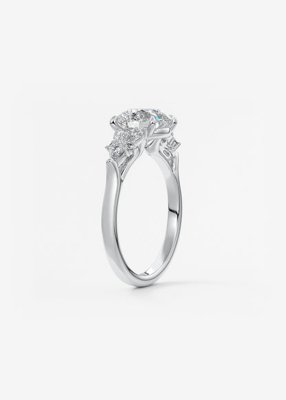 Round Cluster Lab Grown Diamond Engagement Ring