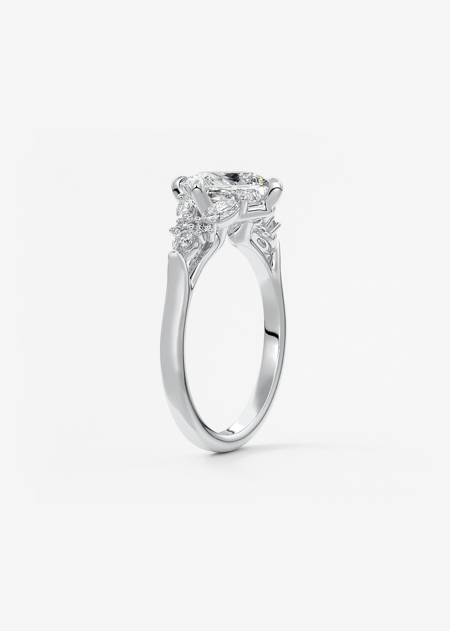 Princess Cluster Lab Grown Diamond Engagement Ring