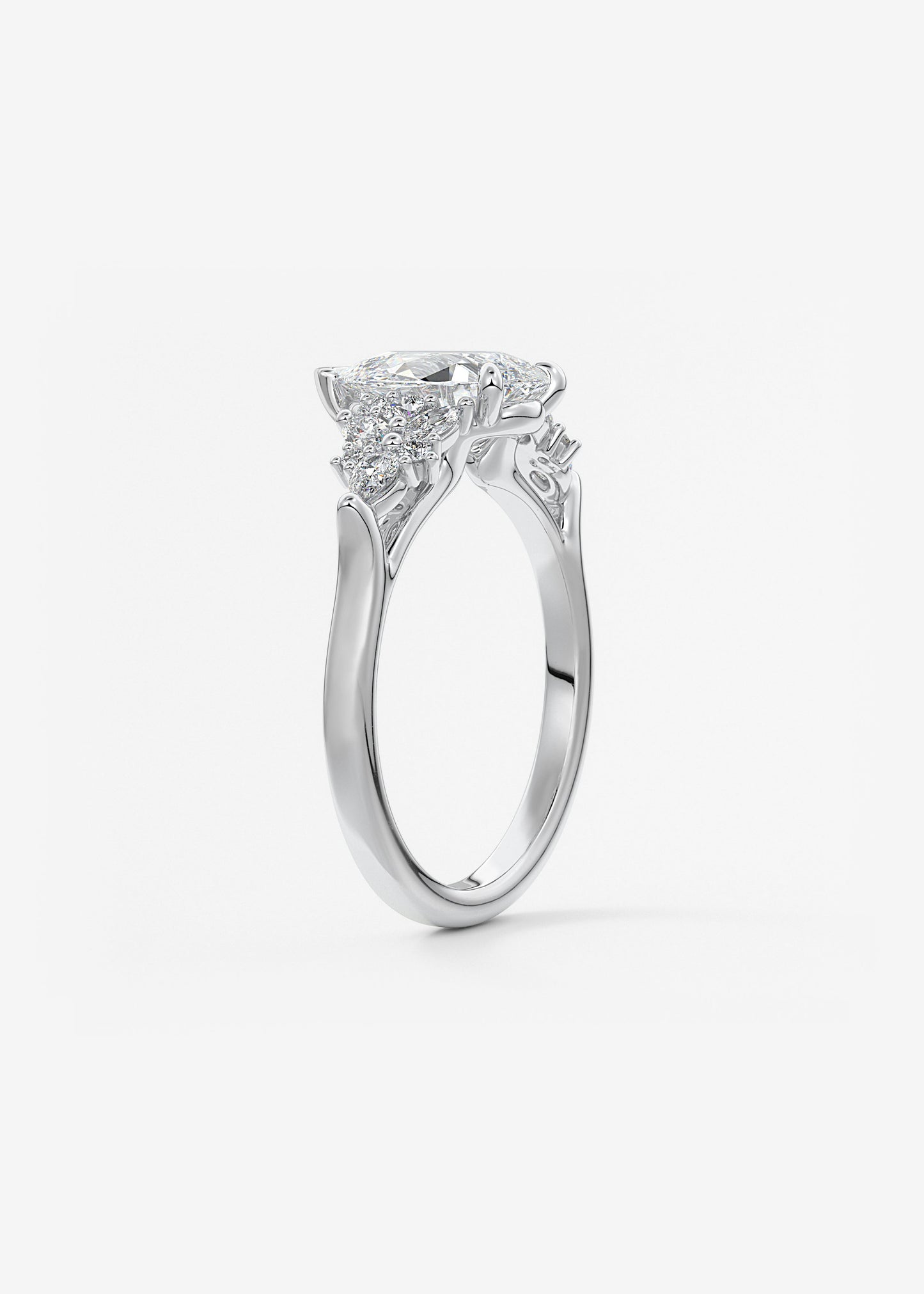 Pear Cluster Lab Grown Diamond Engagement Ring