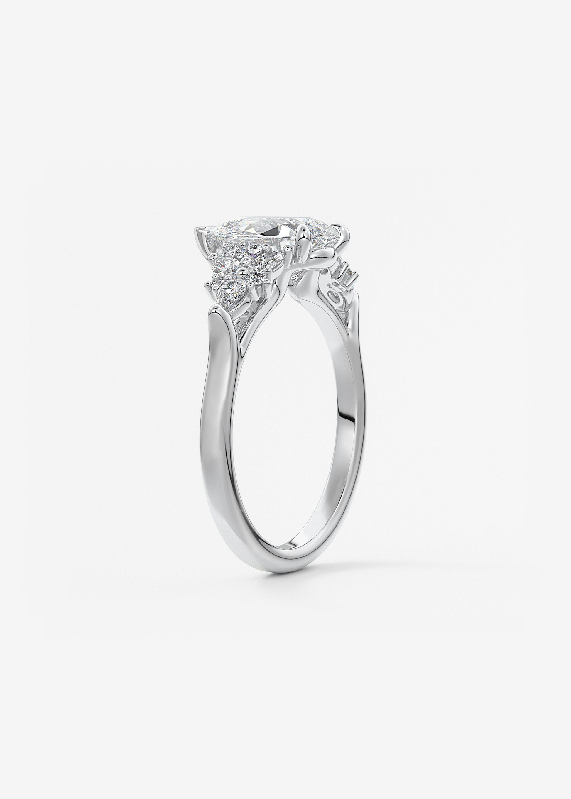 Pear Cluster Lab Grown Diamond Engagement Ring