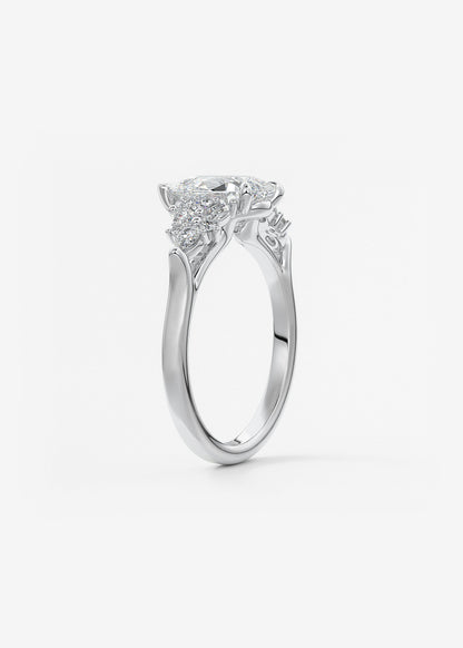 Pear Cluster Lab Grown Diamond Engagement Ring