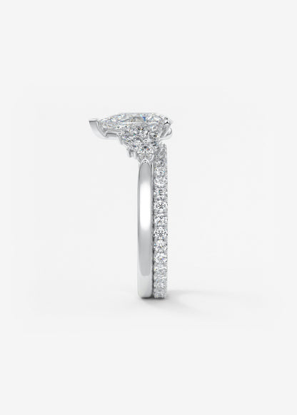Pear Cluster Lab Grown Diamond Engagement Ring