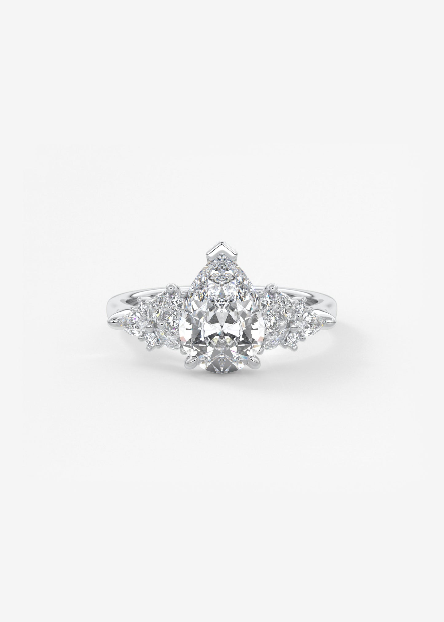 Pear Cluster Lab Grown Diamond Engagement Ring