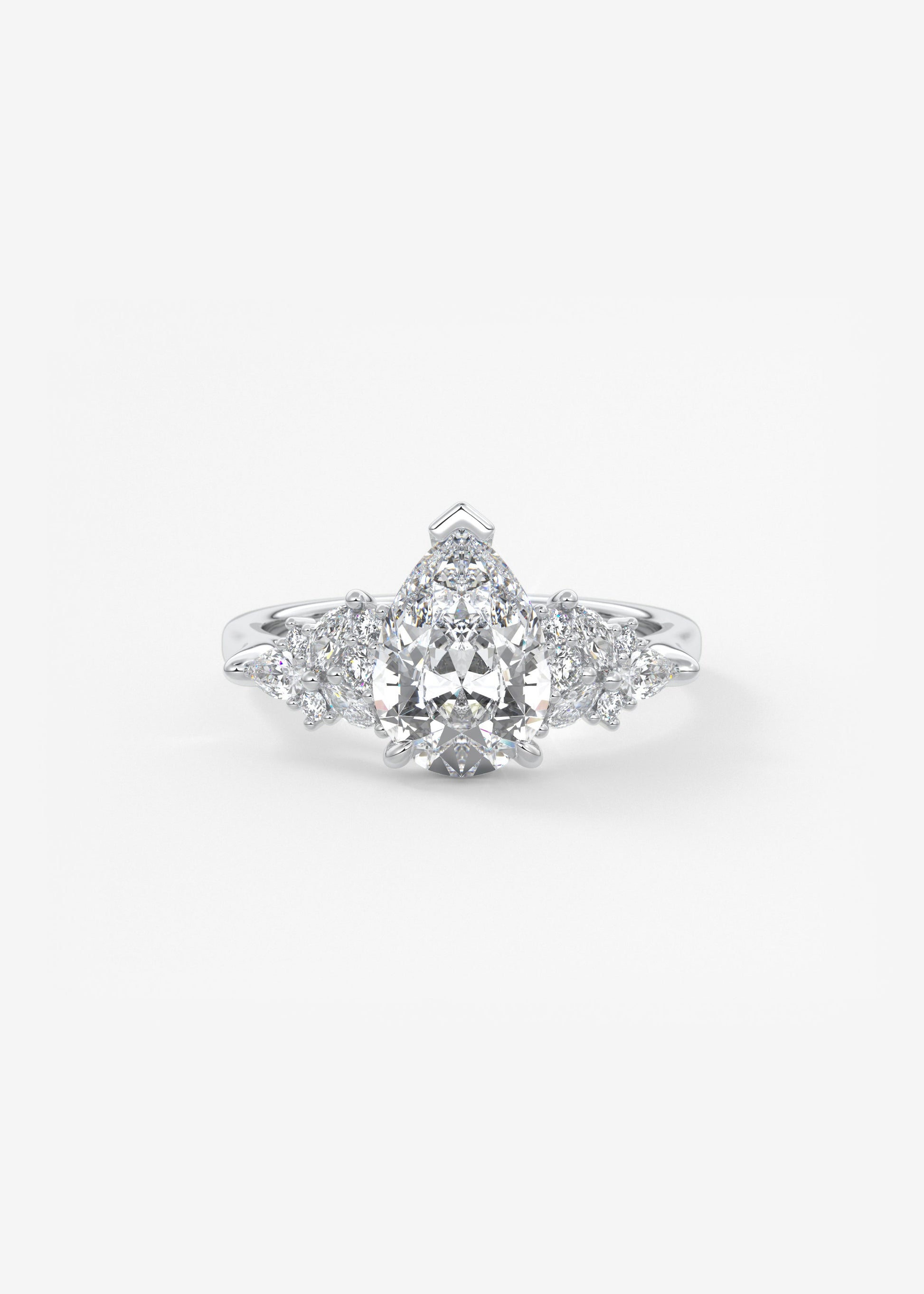 Pear Cluster Lab Grown Diamond Engagement Ring