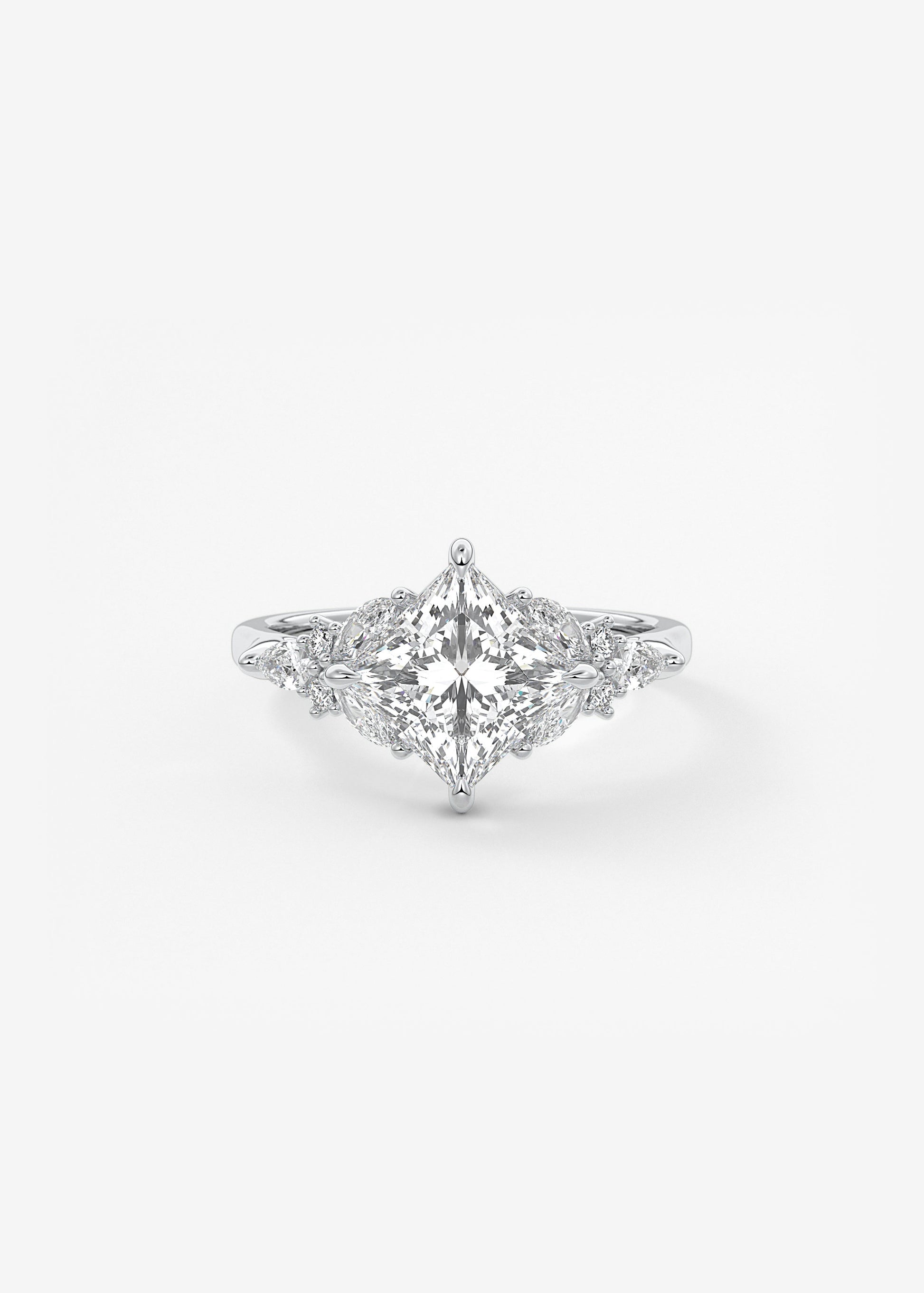Princess Cluster Lab Grown Diamond Engagement Ring