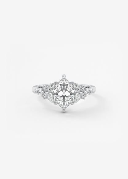 Princess Cluster Lab Grown Diamond Engagement Ring