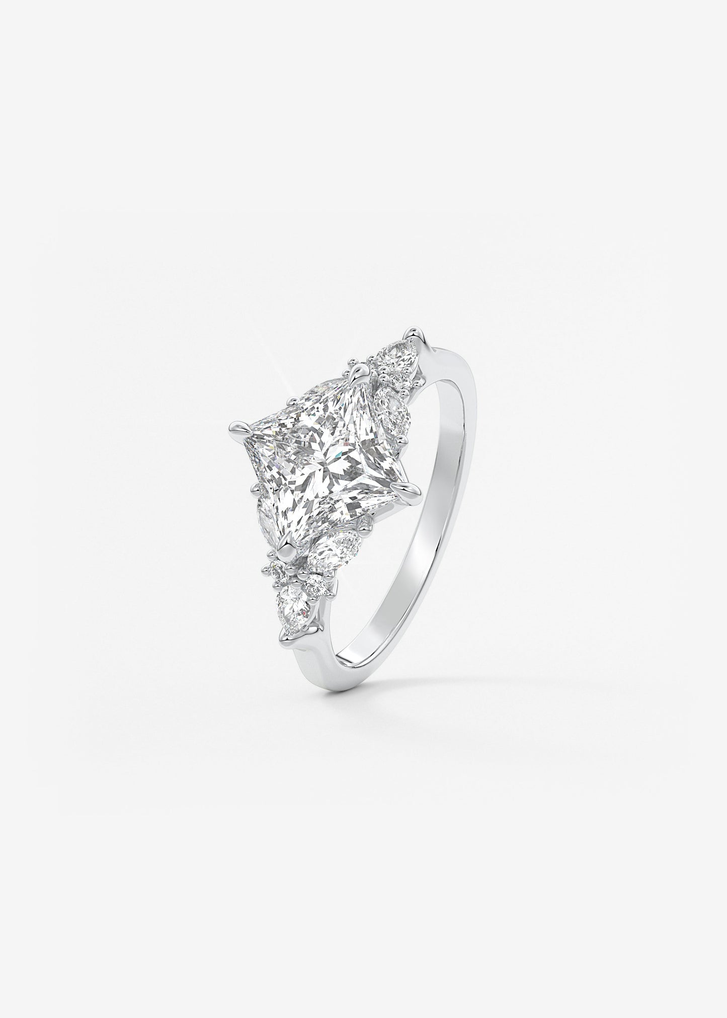 Princess Cluster Lab Grown Diamond Engagement Ring