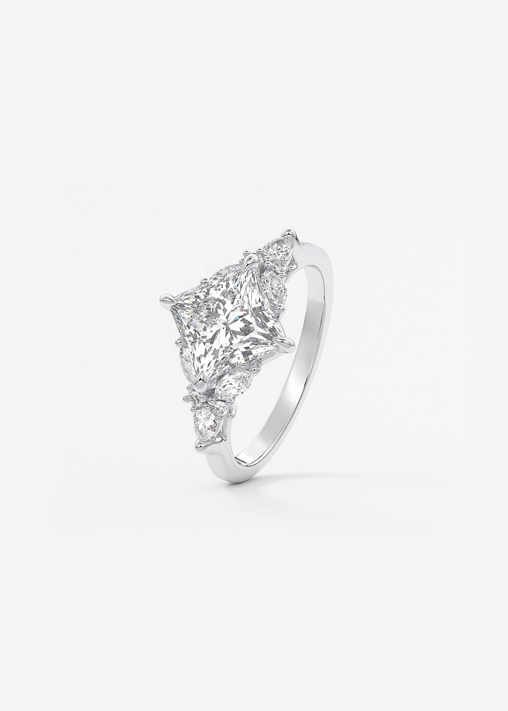 Princess Cluster Lab Grown Diamond Engagement Ring