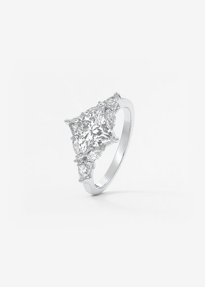 Princess Cluster Lab Grown Diamond Engagement Ring
