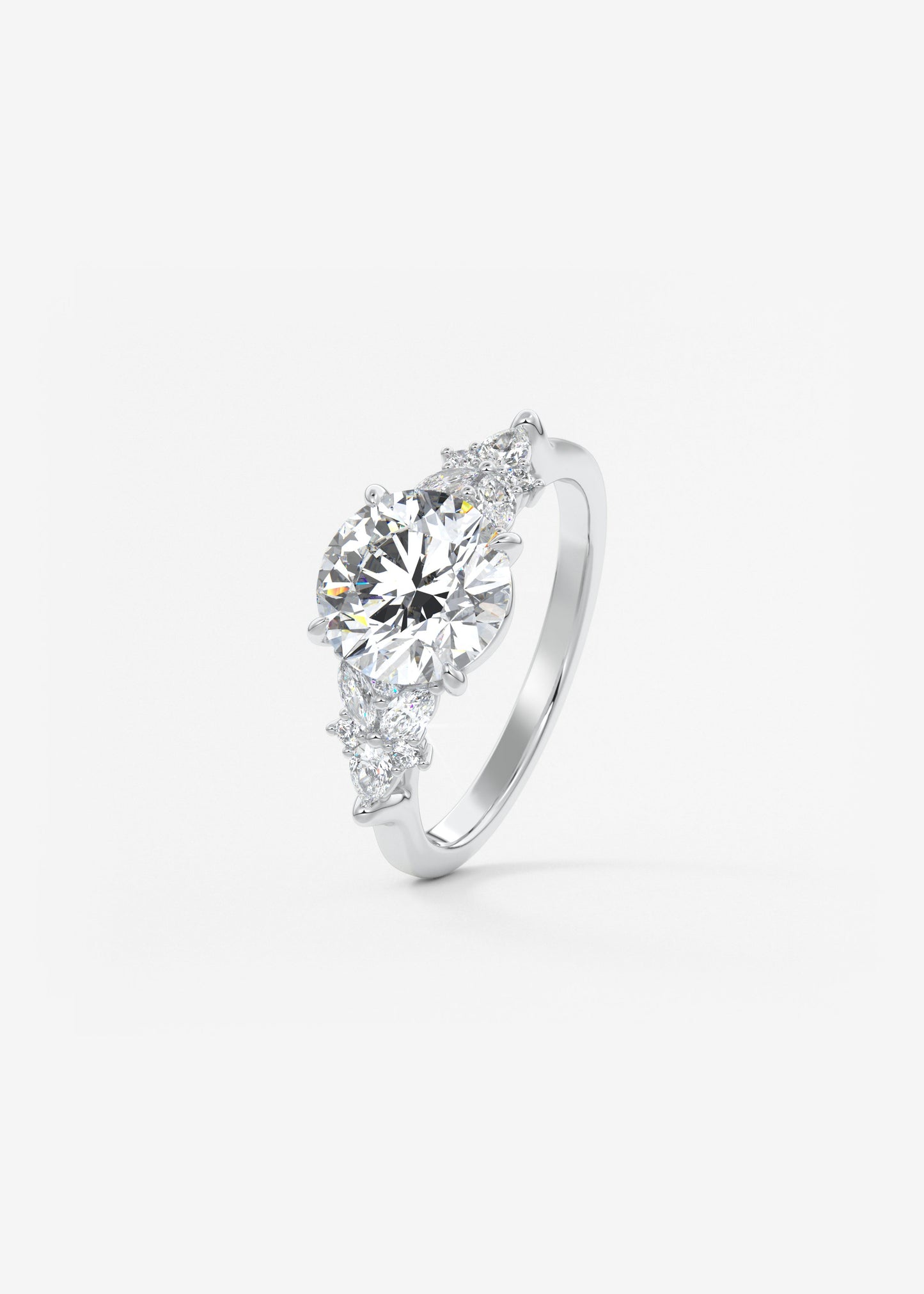 Round Cluster Lab Grown Diamond Engagement Ring