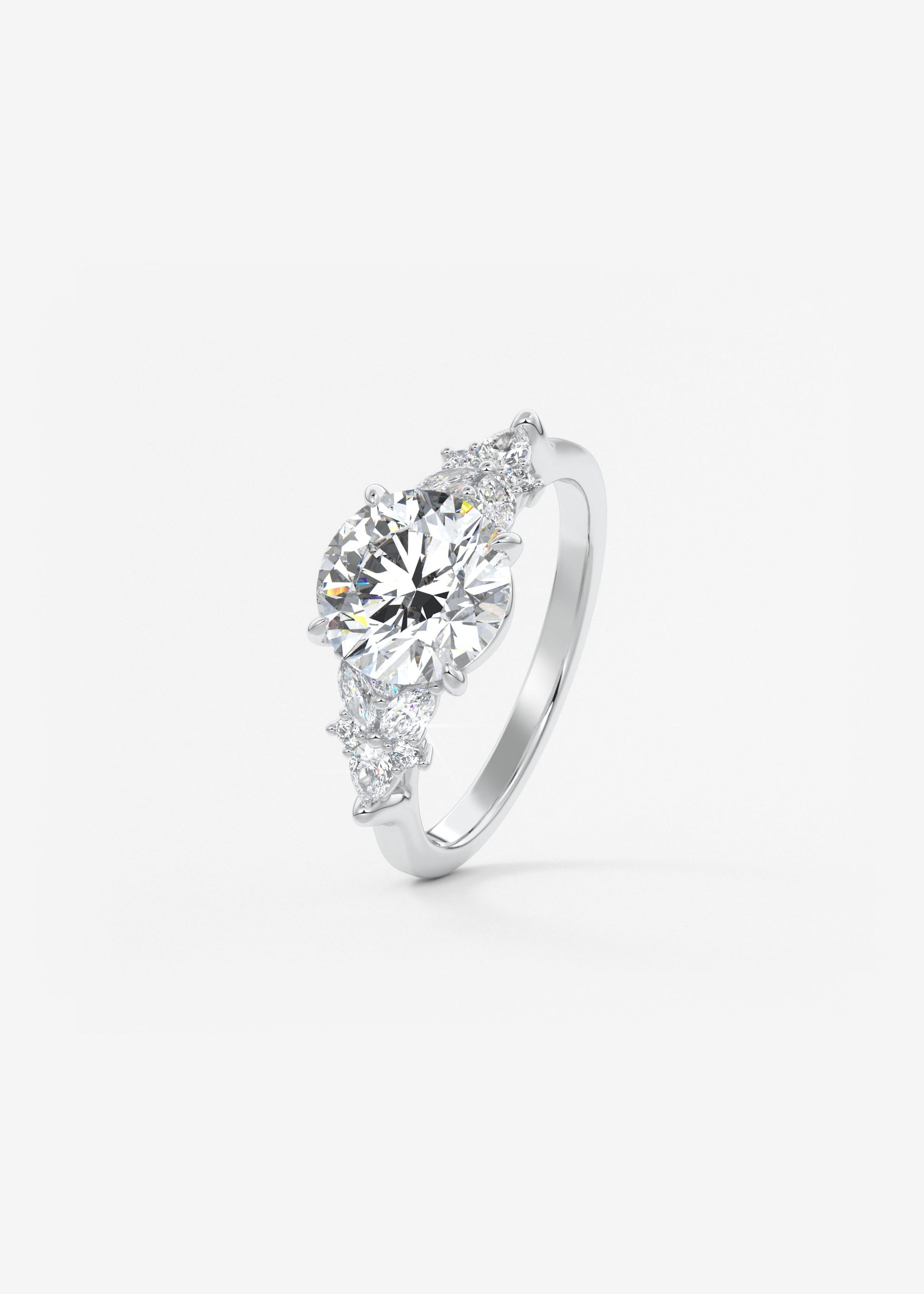 Round Cluster Lab Grown Diamond Engagement Ring