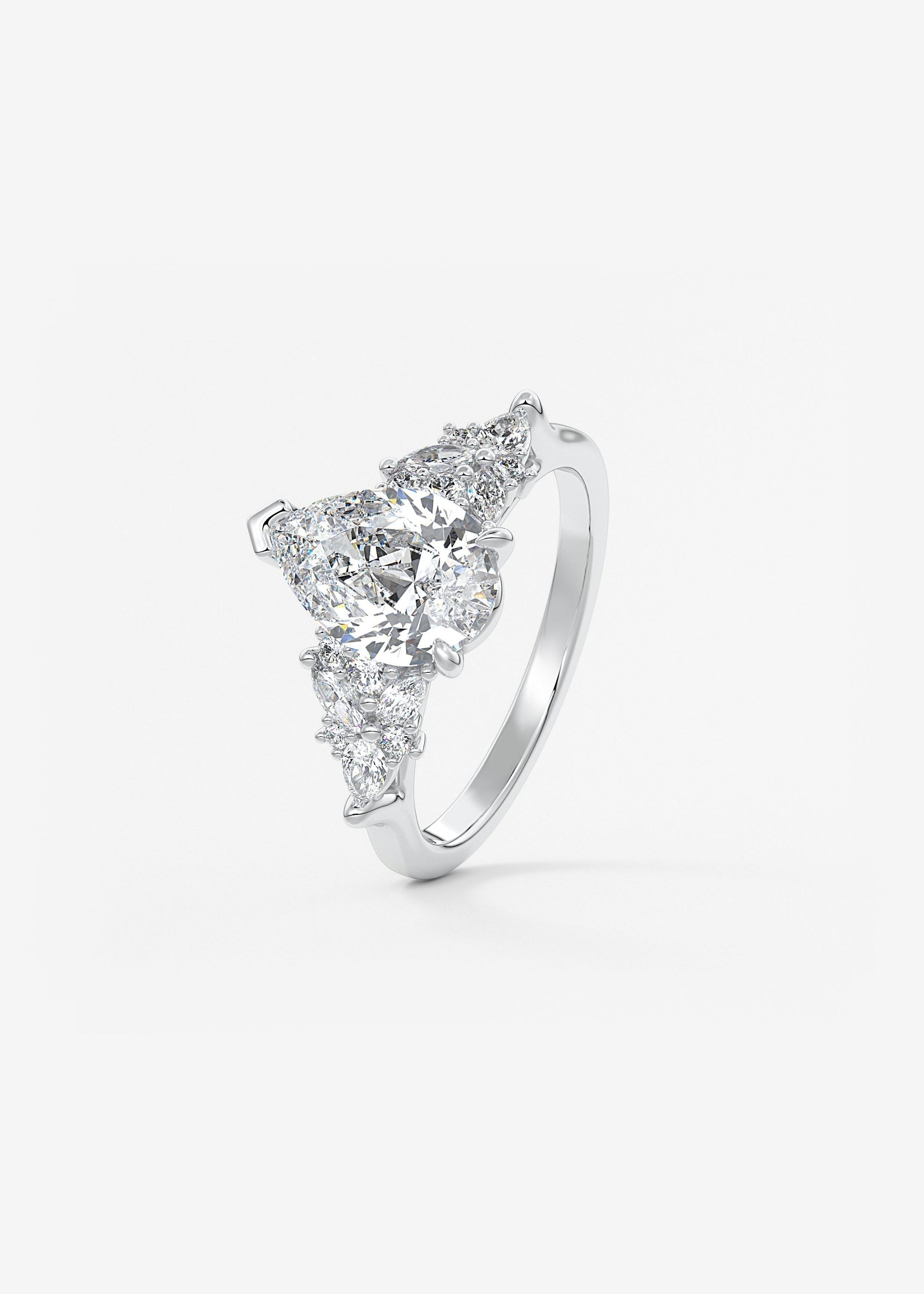 Pear Cluster Lab Grown Diamond Engagement Ring