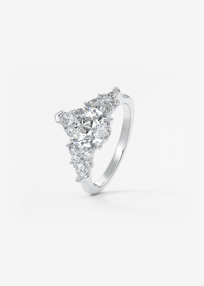 Pear Cluster Lab Grown Diamond Engagement Ring