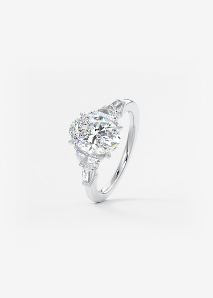 Oval Cluster Lab Grown Diamond Engagement Ring