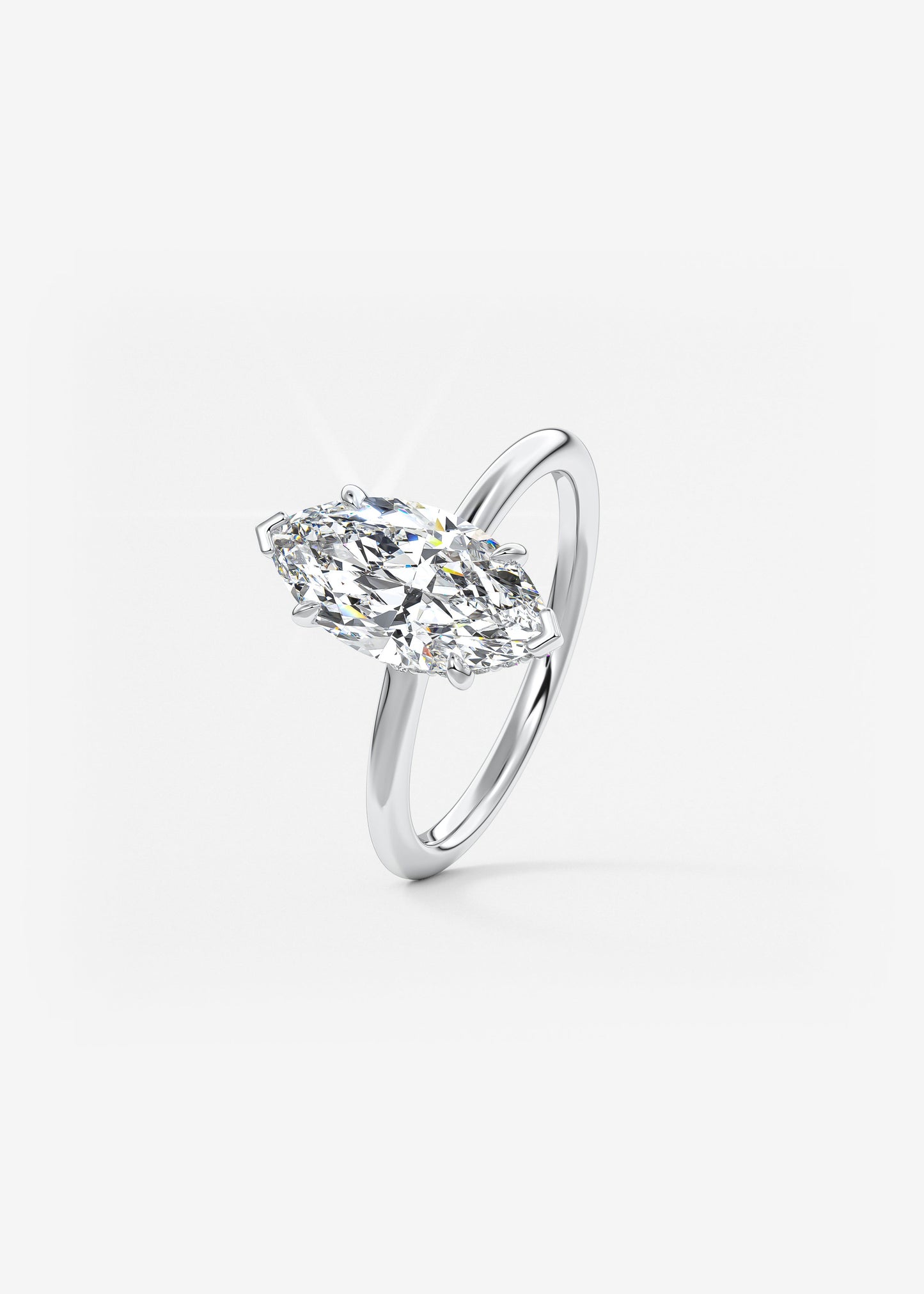 Marquise Hidden Halo Lab Grown Diamond Engagement Ring