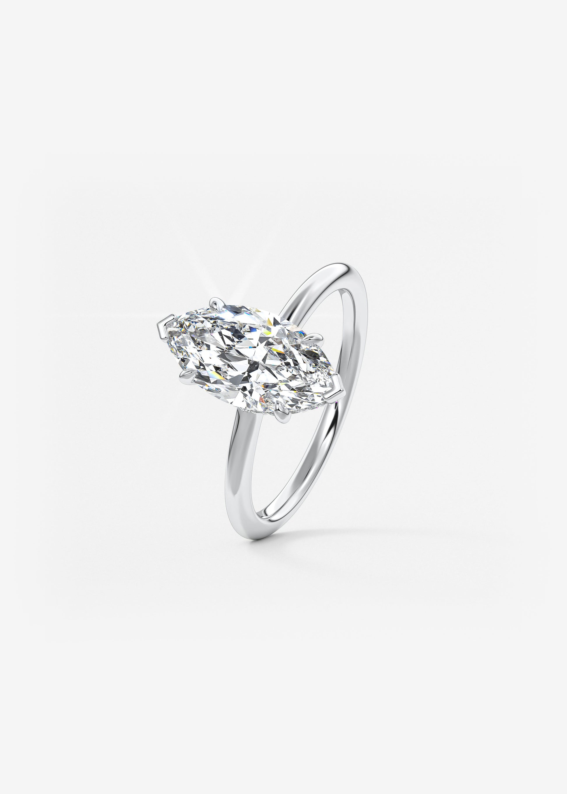 Marquise Hidden Halo Lab Grown Diamond Engagement Ring
