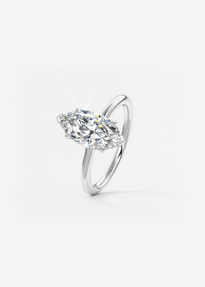 Marquise Hidden Halo Lab Grown Diamond Engagement Ring
