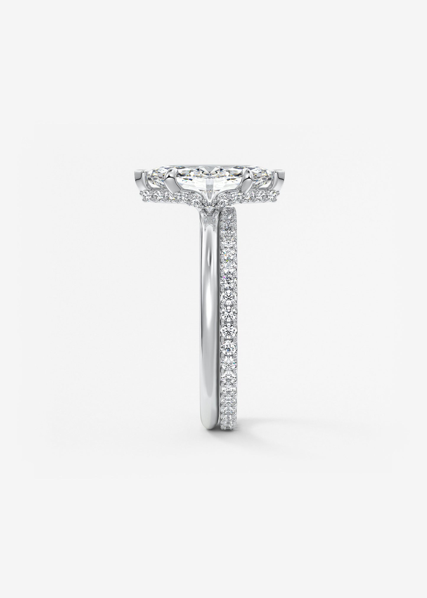 Marquise Hidden Halo Lab Grown Diamond Engagement Ring