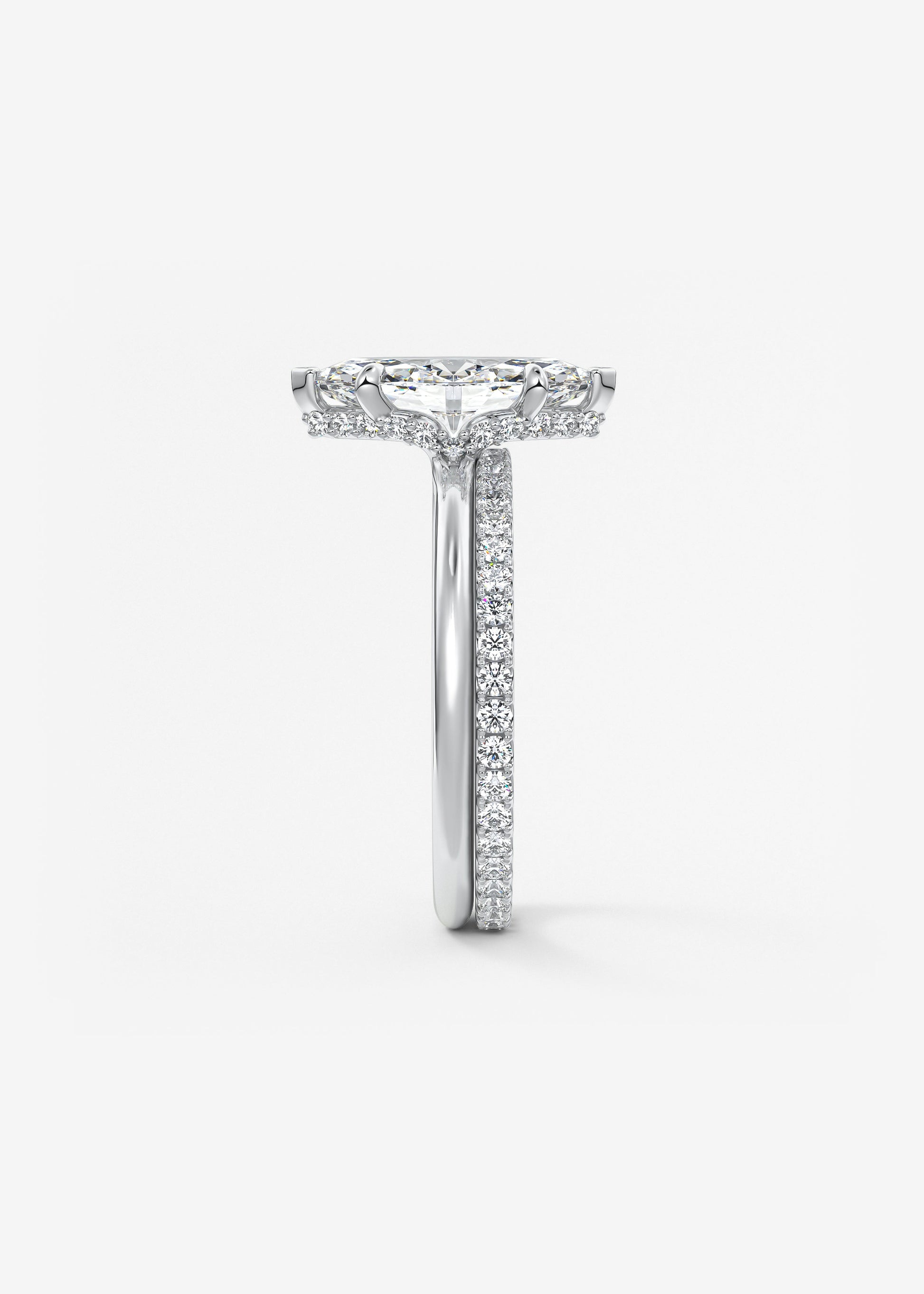 Marquise Hidden Halo Lab Grown Diamond Engagement Ring