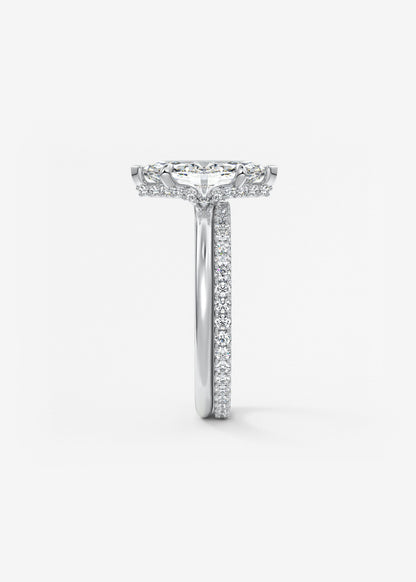 Marquise Hidden Halo Lab Grown Diamond Engagement Ring