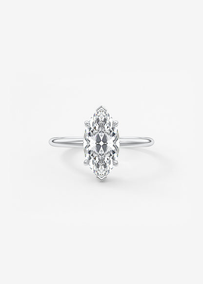 Marquise Hidden Halo Lab Grown Diamond Engagement Ring
