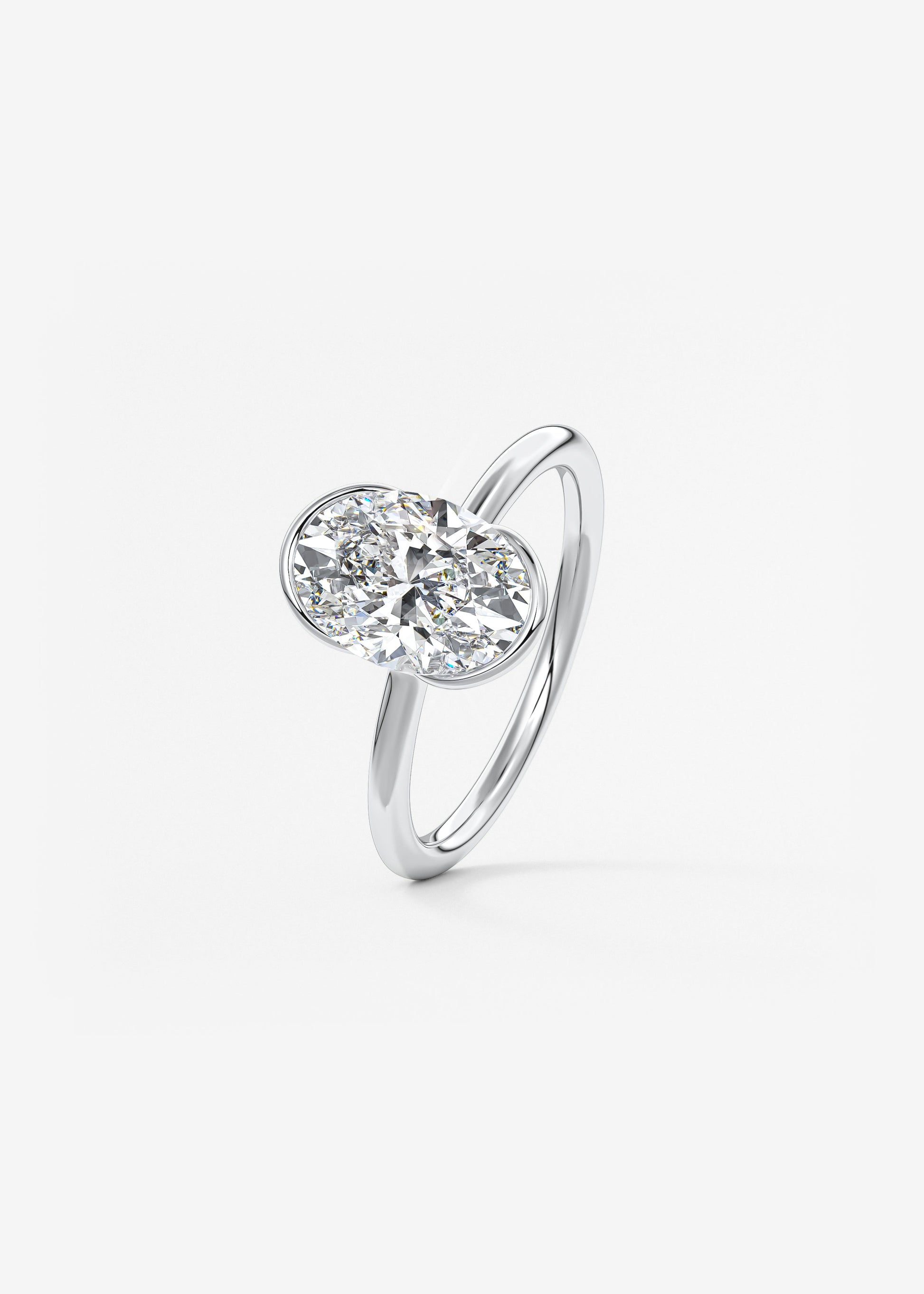 Oval Half Bezel Lab Grown Diamond Engagement Ring