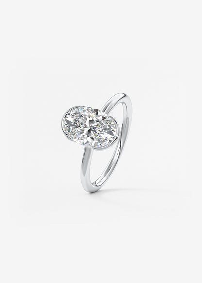 Oval Half Bezel Lab Grown Diamond Engagement Ring