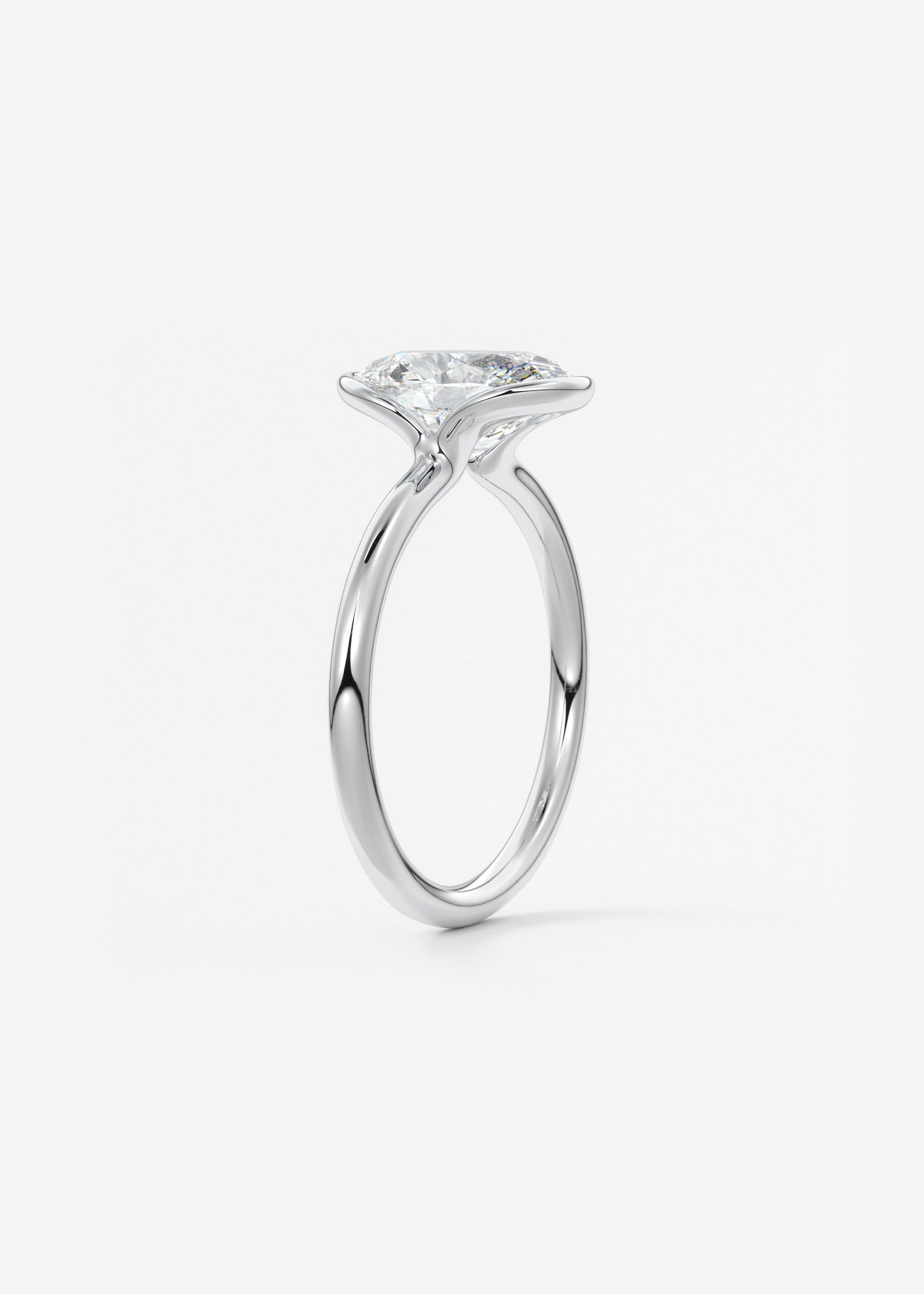 Oval Half Bezel Lab Grown Diamond Engagement Ring